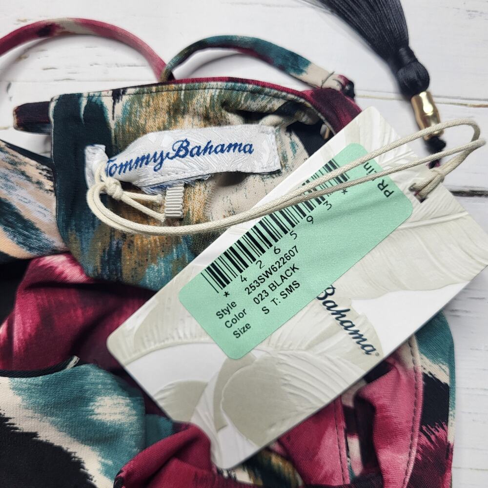 Tommy Bahama Jasmina Blooms Twist Front Maxi Dress Black Red Floral Small - Picture 8 of 8